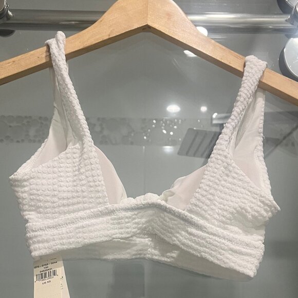 Aerie White Textured Knot Front Bikini Swim Top Removable Cups XS NWT - Picture 6 of 6